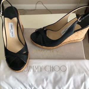 Jimmy Choo Black Amely Wedges